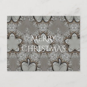 Cartão Postal De Festividades Cinza branca prateada Estrela brilhante Feliz Nata