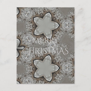 Cartão Postal De Festividades Cinza branca prateada Estrela brilhante Feliz Nata