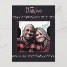 Cartão Postal De Festividades Cinza de floco de neve de ouro rosa-feliz do Natal