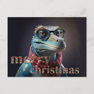 Cartão Postal De Festividades Cinzas vestidas de dinossauros azuis