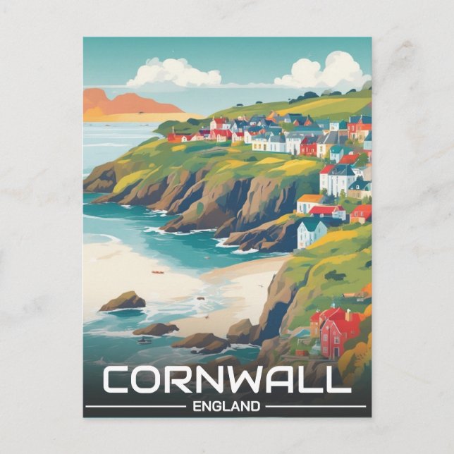 Cartão Postal De Festividades Circunscrição de Cornwall — Inglaterra — linha cos (Frente)