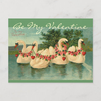 Cartão Postal De Festividades Cisnes da natação do vintage a meu