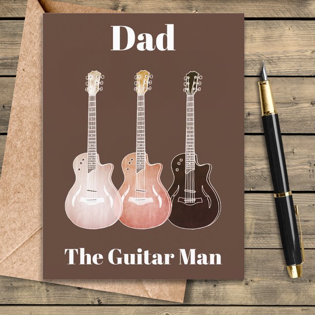 Cartão Postal De Festividades Citação Do pai Guitar Man (Dad the guitar man rustic electric guitars music themed Father’s Day greetings postcard)