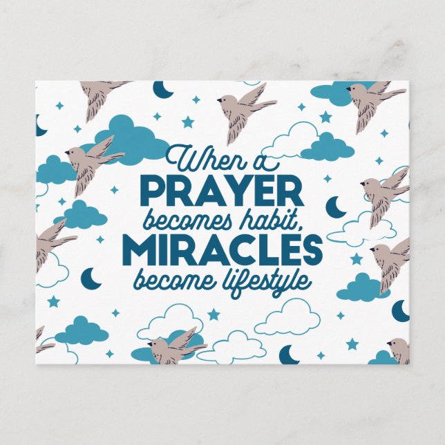 Cartão Postal De Festividades Citações de fé e padrão de aves (Frente)