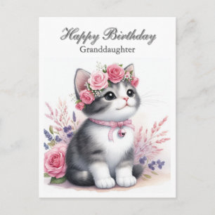 Cartão Postal De Festividades Cite Kitten Rosa Rosinha Neta