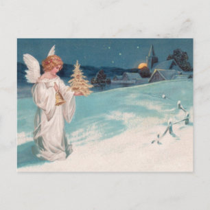 Cartão Postal De Festividades Clapsaddle: Anjo de Natal com Bell