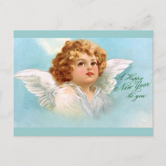 Cartão Postal De Festividades Clapsaddle: Encantado Anjo do Ano Novo (Frente)