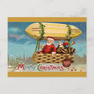 Cartão Postal De Festividades Clapsaddle: Papai Noel em Zeppelin