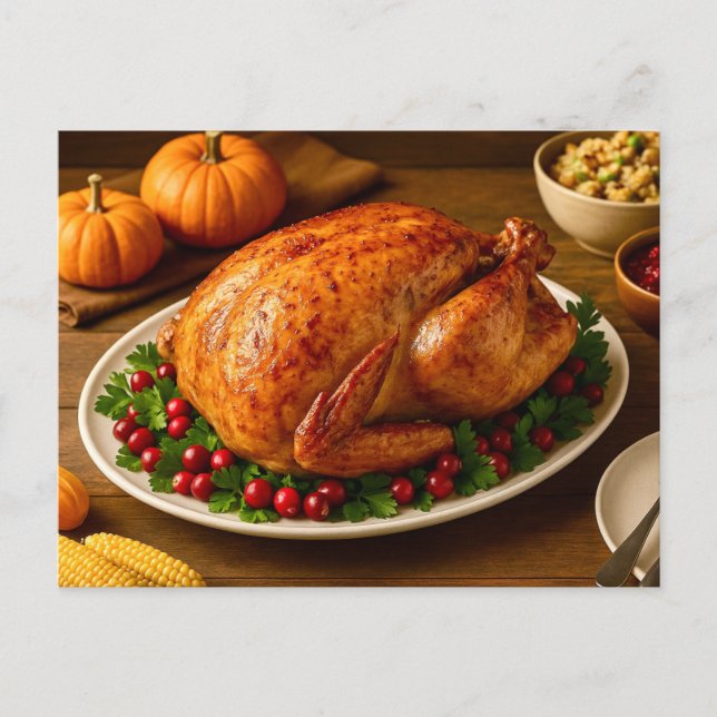 Cartão Postal De Festividades Classic Thanksgiving Turkey Dinner Postcard (Frente)