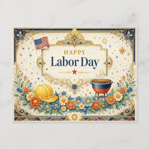 Cartão Postal De Festividades Clássico Feliz Dia do Trabalhador Colorido