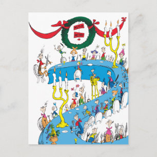 Cartão Postal De Festividades Clássico O Grinch Alegre Banquete Alegre