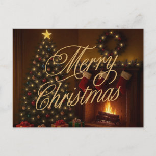 Cartão Postal De Festividades Clássico, tradicional Feliz Natal