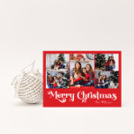 Cartão Postal De Festividades Clássico, Vermelho Simples, Feliz Natal Cinco Foto<br><div class="desc">Celebre a temporada com este simples e único e clássico cartão postal de Natal Merry, cinco fotos, com um toque de charme vintage. A design minimalista apresenta uma elegante paleta de cor vermelha e branca, evocando o espírito aconchegante do inverno. O seu apelo moderno e divertido, aliado à formulação tradicional,...</div>