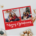 Cartão Postal De Festividades Clássico Vermelho Simples Feliz Natal Dois Foto<br><div class="desc">Celebre a temporada com este simples e único e clássico e vermelho Feliz Natal, dois cartões postais de Natal com fotos, com um toque de charme vintage. A design minimalista apresenta uma elegante paleta vermelha, evocando o espírito aconchegante do inverno. O seu apelo moderno e divertido, aliado à formulação tradicional,...</div>
