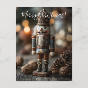 Cartão Postal De Festividades Clássico Wooden Nutcracker Figurina de Natal