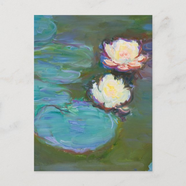 Cartão Postal De Festividades Claude Monet Impressionista Água Lillies Ninfheias (Frente)