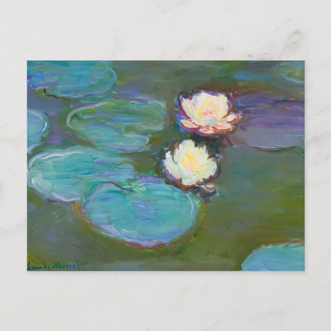 Cartão Postal De Festividades Claude Monet Impressionista Água Lillies Ninfheias (Frente)