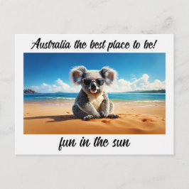 Cartão Postal De Festividades Coala praia arenosa Austrália o melhor lugar para