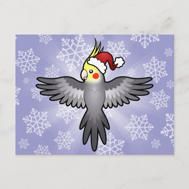Cartão Postal De Festividades Cockatiel de Natal (Frente)