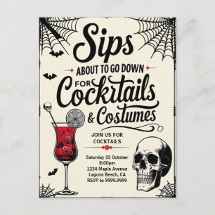 Cartão Postal De Festividades Cocktails & Fantasias Halloween