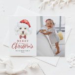 Cartão Postal De Festividades Cód. Aquarela Papais noeis Maltês Foto do Natal<br><div class="desc">Feliz Natal! Mande desejos de Natal para a família e amigos com um cartão postal de Natal com tema de cão. Apresenta uma ilustração aquosa de um cão maltês bonito com um chapéu de Santa e gravata de arco tartan. Personalize adicionando uma foto, um nome e outros detalhes. Este cartão-postal...</div>