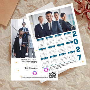 Cartão Postal De Festividades Código QR da Foto da Empresa do Calendário Corpora
