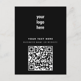 Cartão Postal De Festividades Código QR Logotipo comercial Preto minimalista mod