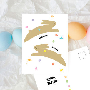 Cartão Postal De Festividades Coelhinho da Páscoa Alegre Páscoa Minimalista Mo
