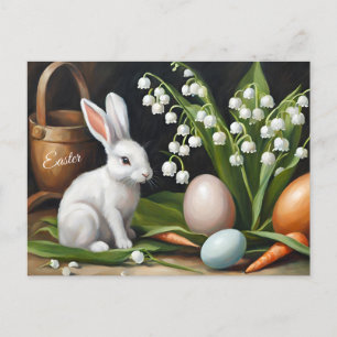 Cartão Postal De Festividades Coelhinho da Páscoa e Lily das Flores do Vale