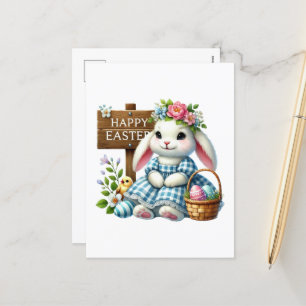 Cartão Postal De Festividades Coelhinho de Felz pascoa bonito