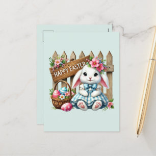 Cartão Postal De Festividades Coelhinho de Felz pascoa bonito