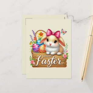 Cartão Postal De Festividades Coelhinho de Felz pascoa bonito