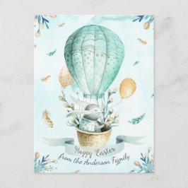 Cartão Postal De Festividades Coelhinho de Felz pascoa Floral Moderno