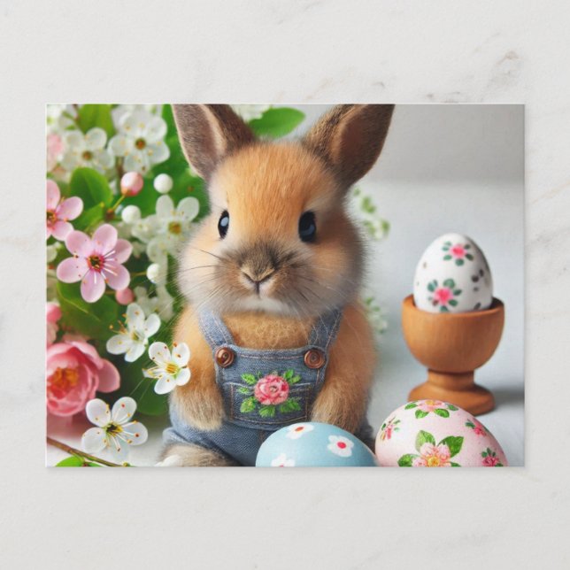 Cartão Postal De Festividades Coelhinho de Páscoa (Frente)