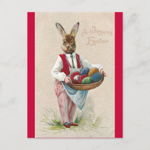 Cartão Postal De Festividades Coelhinho de Páscoa com Ovos