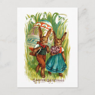 Cartão Postal De Festividades Coelhinhos da Páscoa na páscoa alta do vintage d