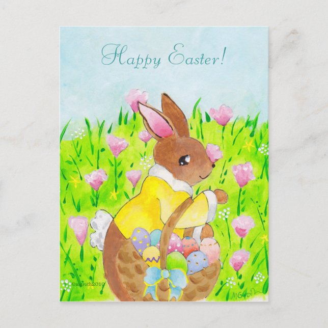 Cartão Postal De Festividades Coelho da Páscoa (Frente)