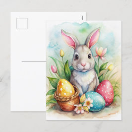 Cartão Postal De Festividades Coelho da Páscoa e cartão de Natal de ovos pintado