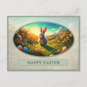 Cartão Postal De Festividades Coelho da Páscoa na Magia da Primavera