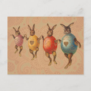 Cartão Postal De Festividades Coelho da Páscoa Ovos Dançantes