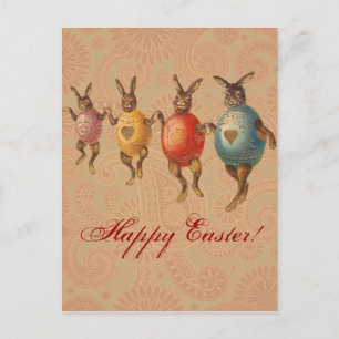 Cartão Postal De Festividades Coelho da Páscoa Ovos Dançantes