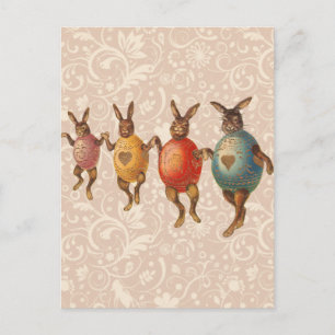 Cartão Postal De Festividades Coelho da Páscoa Ovos Dançantes