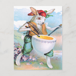 Cartão Postal De Festividades Coelho de Páscoa Bateria Tambor Ovo