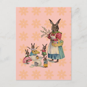 Cartão Postal De Festividades Coelho de Páscoa Frango Ovos de Coelho