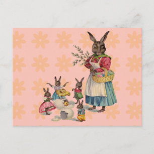 Cartão Postal De Festividades Coelho de Páscoa Frango Ovos de Coelho