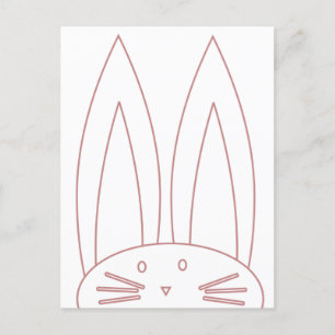 Cartão Postal De Festividades Coelho Fofo Desenho Contorno Rosa