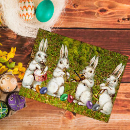 Cartão Postal De Festividades Coelhos de Páscoas Musicais