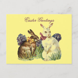 Cartão Postal De Festividades Coelhos de saudações de Páscoa Vintage