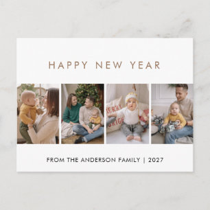 Cartão Postal De Festividades Colagem de 5 Fotos Moderna de Ano Novo