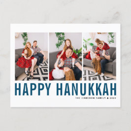 Cartão Postal De Festividades Colagem de Fotografia Azul Típica Feliz Hanukkah